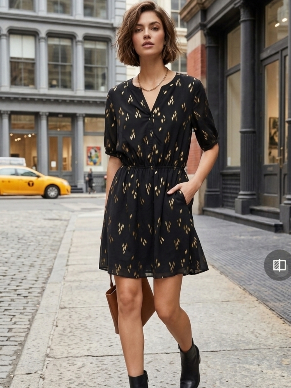 🩵 BRIXTON IVY Black And Gold Woman's Dress